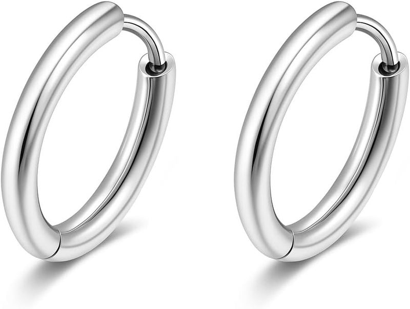 AMASIS Hypoallergenic Surgical Steel Earrings Sets for Sensitive Ears Lightweight Small Huggie Hoop Earrings 20G Stainless Steel Opal Ball Pearl CZ Flat Back Earrings for Women Men Trendy Cartilage Earrings Hoop Stud - Image 1